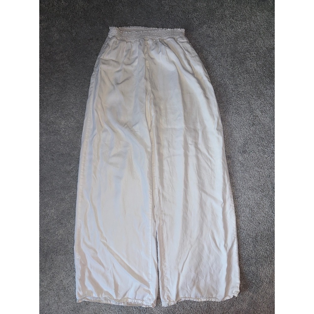 Velvet Heart Womens White Wide Leg Tencel Smocked Waist Pants Super soft Large